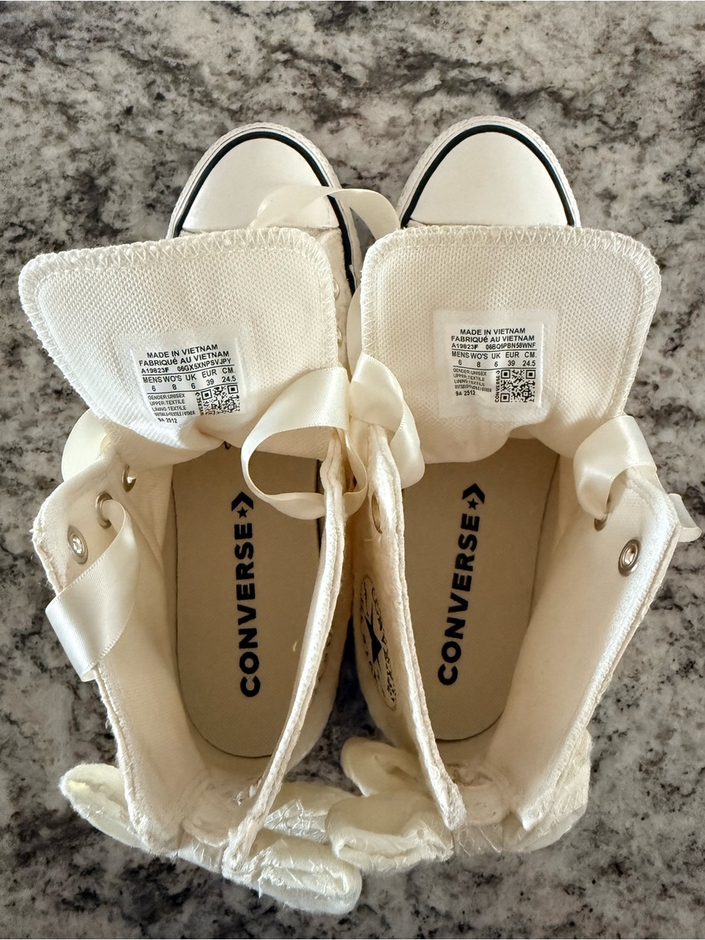 Converse Cream High-Top Satin Ribbon Sneakers - Picture 6 of 7